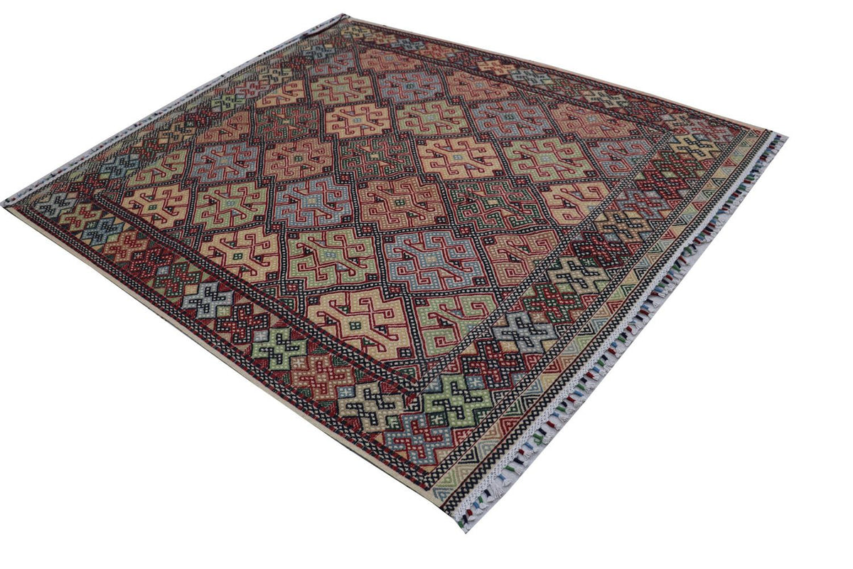 Kelim Rug - Oriental square  - 205 x 178 cm - blue