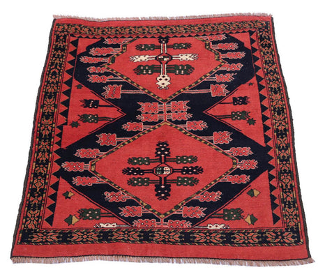 Afghan Rug - 154 x 126 cm - red