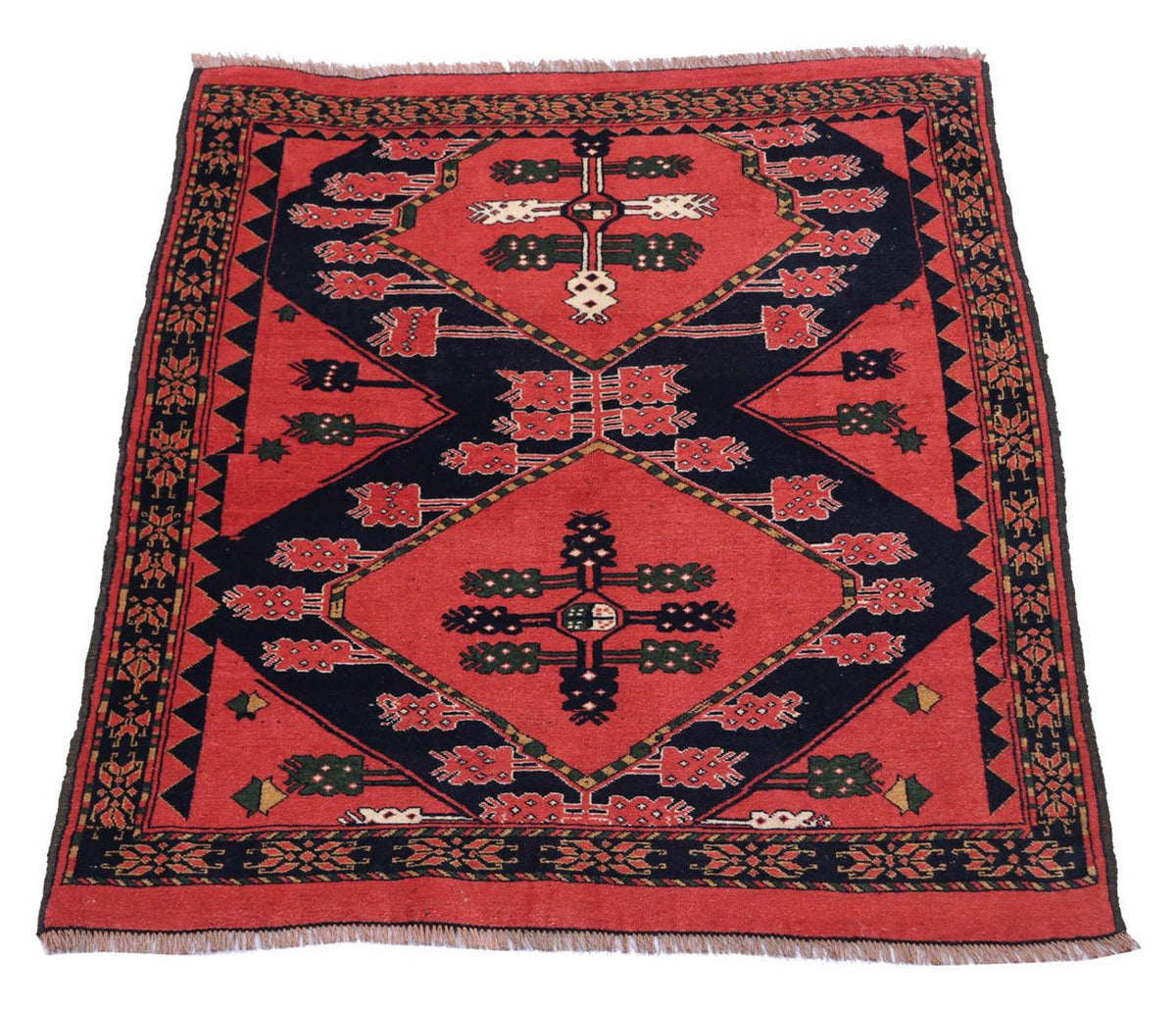 Afghan Rug - 154 x 126 cm - red