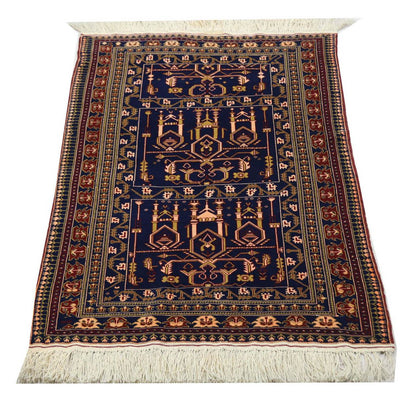 Afghan Rug - 131 x 87 cm - dark blue