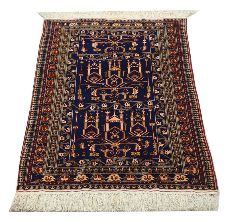 Afghan Rug - 131 x 87 cm - dark blue