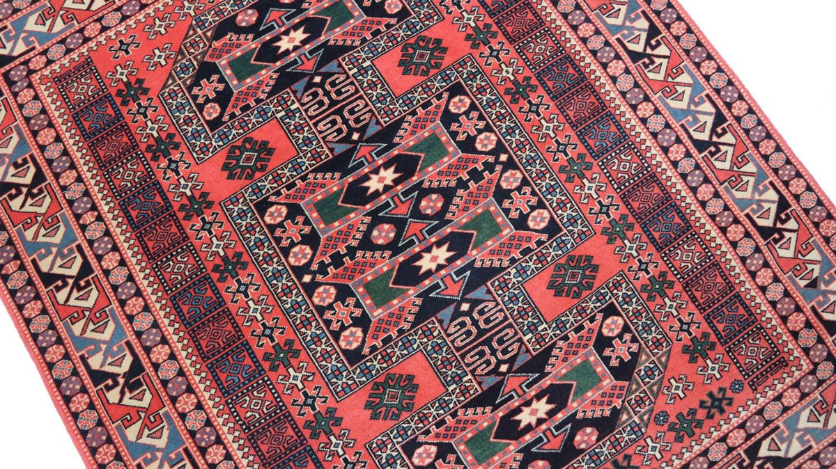 Afghan Rug square  - 153 x 134 cm - red