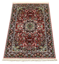 Silk Rug - Kashmir Silk - 152 x 91 cm - dark red