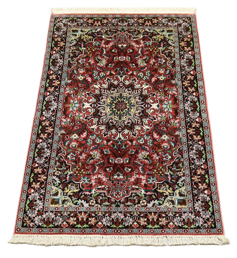 Silk Rug - Kashmir Silk - 152 x 91 cm - dark red