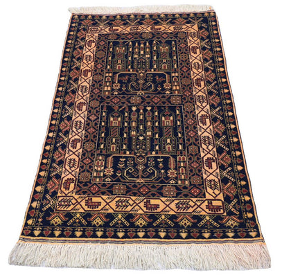 Afghan Rug - 142 x 96 cm - dark blue