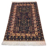 Afghan Rug - 142 x 96 cm - dark blue
