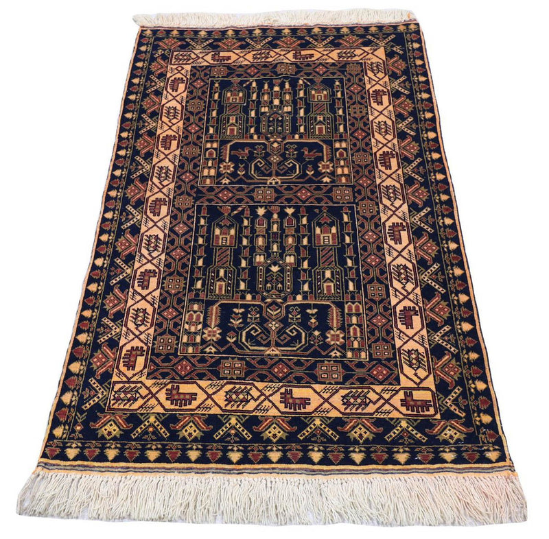 Afghan Rug - 142 x 96 cm - dark blue