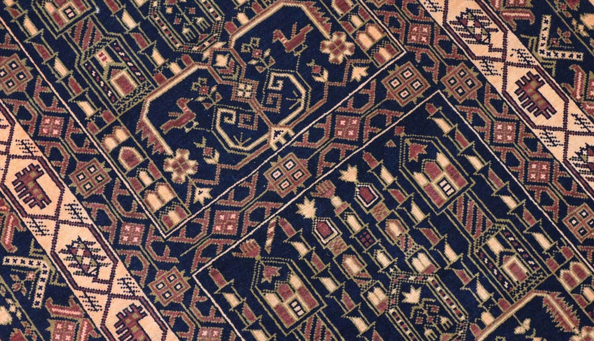 Afghan Rug - 142 x 96 cm - dark blue