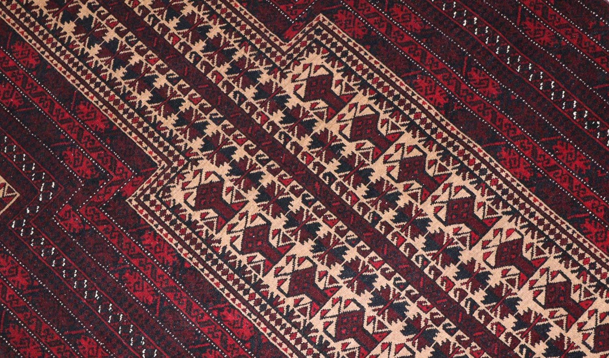 Afghan Rug - 150 x 95 cm - dark red