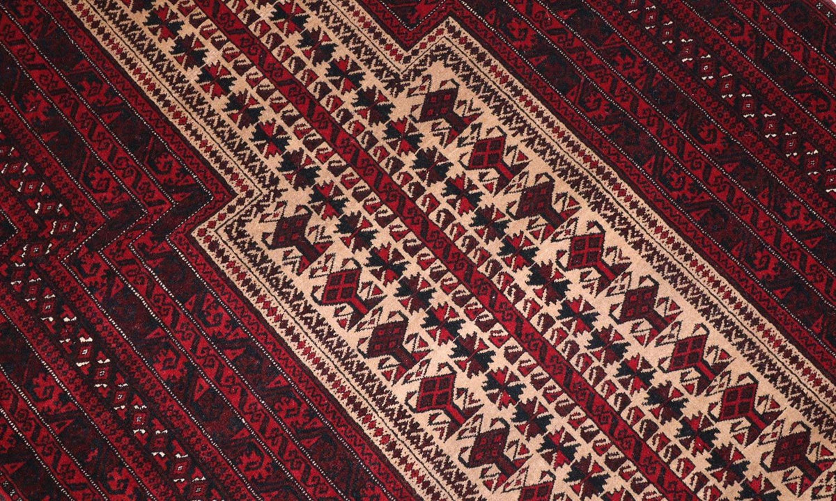 Afghan Rug - 150 x 95 cm - dark red
