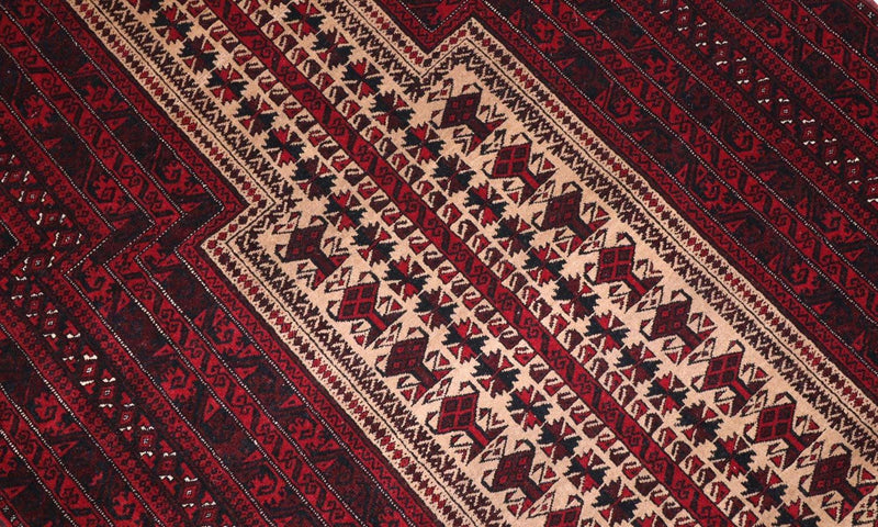 Afghan Rug - 150 x 95 cm - dark red