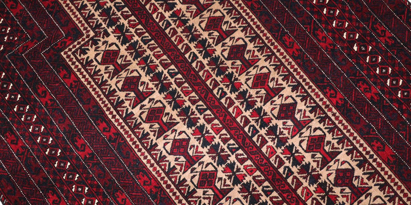 Afghan Rug - 150 x 95 cm - dark red