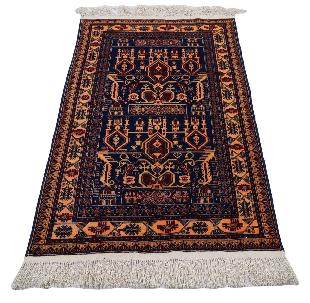 Afghan Rug - 144 x 95 cm - dark blue