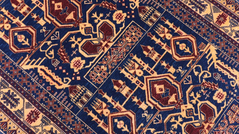 Afghan Rug - 144 x 95 cm - dark blue
