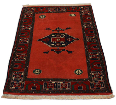 Afghan Rug square  - 202 x 197 cm - red