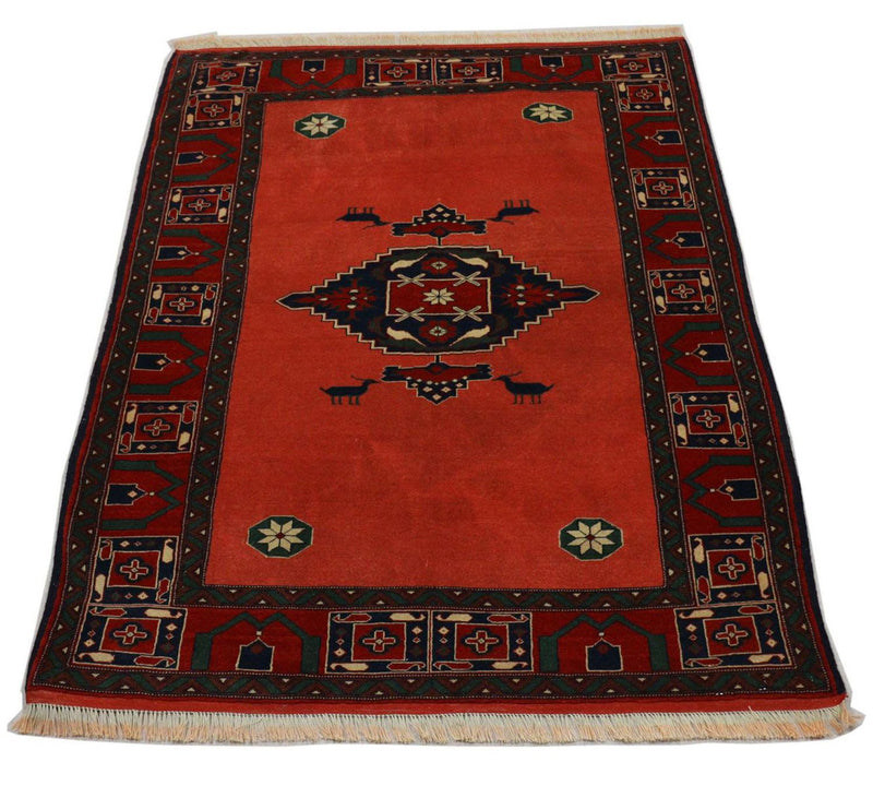 Afghan Rug square  - 202 x 197 cm - red