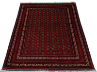 Afghan Rug - 196 x 147 cm - dark red