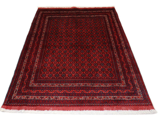 Afghan Rug - 195 x 151 cm - dark red