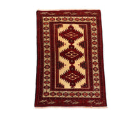 Afghan Rug - 127 x 89 cm - dark red