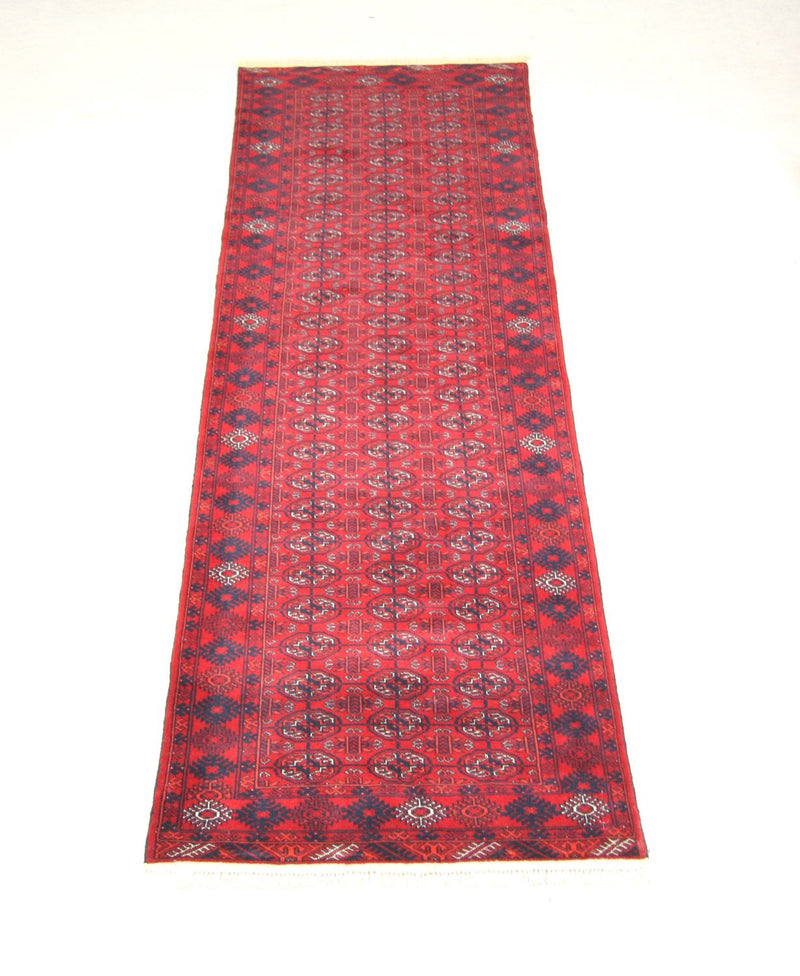 Runner Afghan Rug - Bukhara - 290 x 81 cm - red