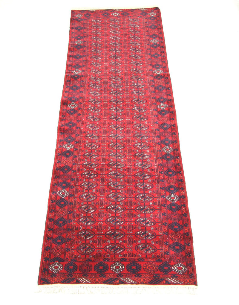 Runner Afghan Rug - Bukhara - 278 x 83 cm - red