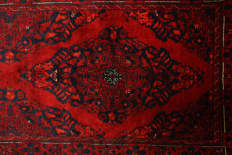 Runner Afghan Rug - 287 x 77 cm - red