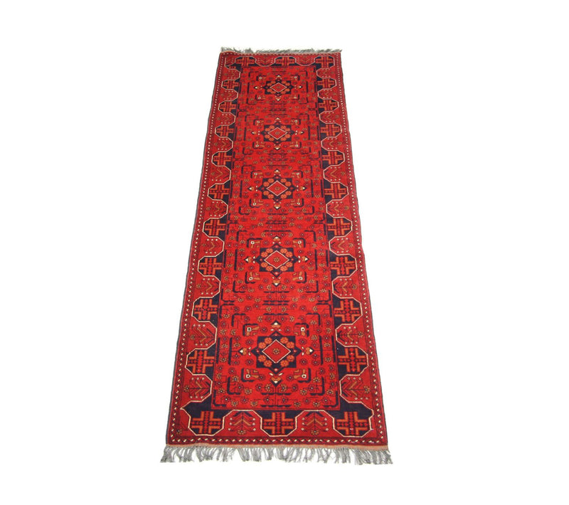 Runner Afghan Rug - Kunduz - 286 x 75 cm - red