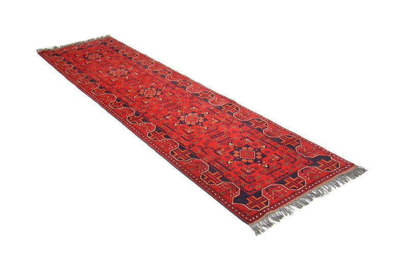 Runner Afghan Rug - Kunduz - 286 x 75 cm - red