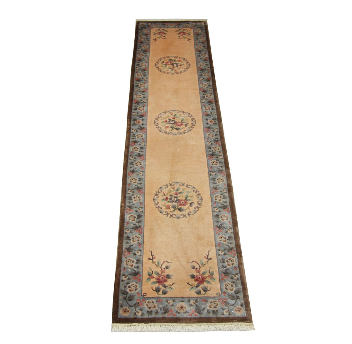 Runner Silk Rug - Chinese Silk - 337 x 70 cm - multicolored