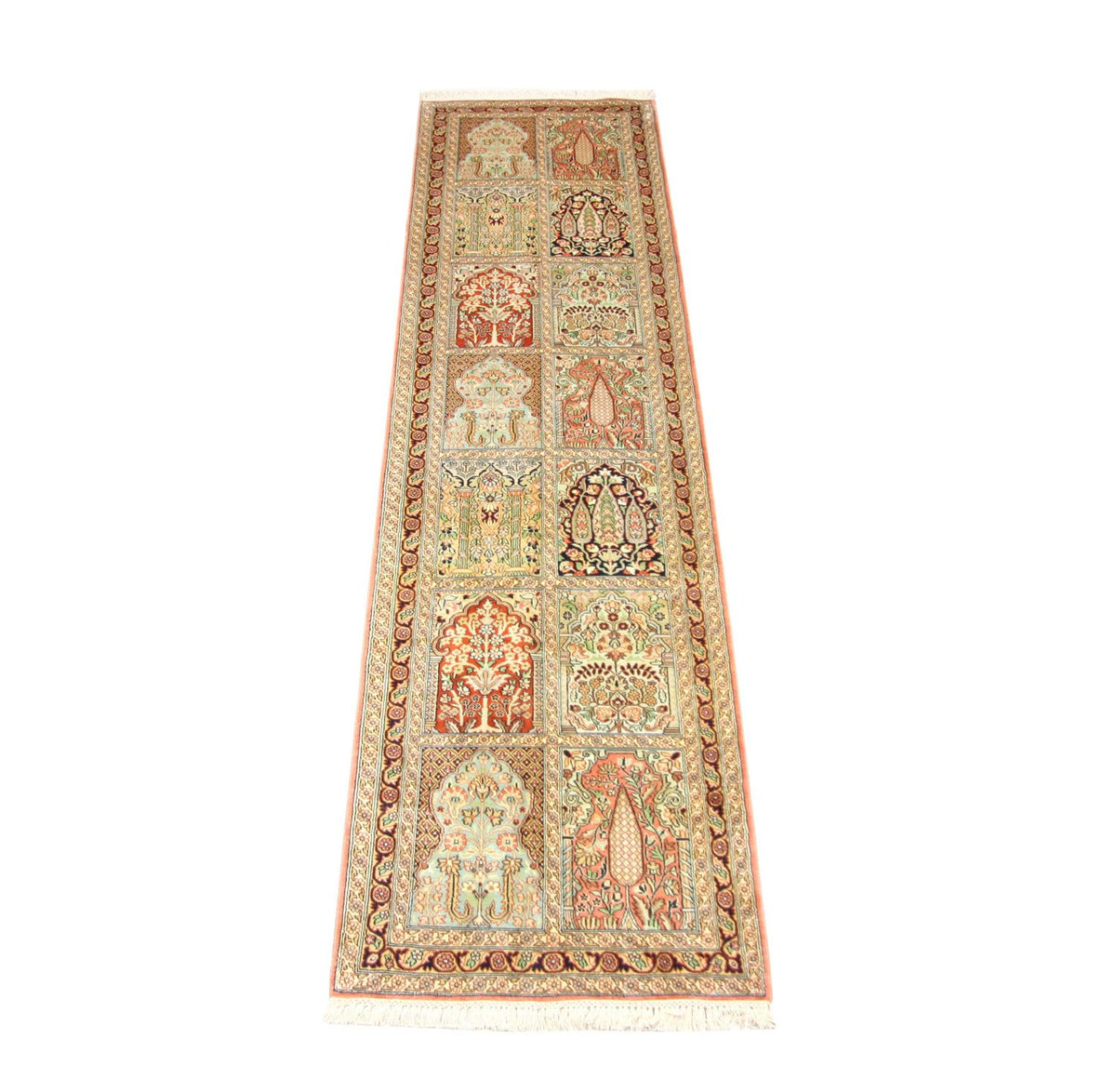 Runner Silk Rug - Kashmir Silk - 307 x 78 cm - multicolored