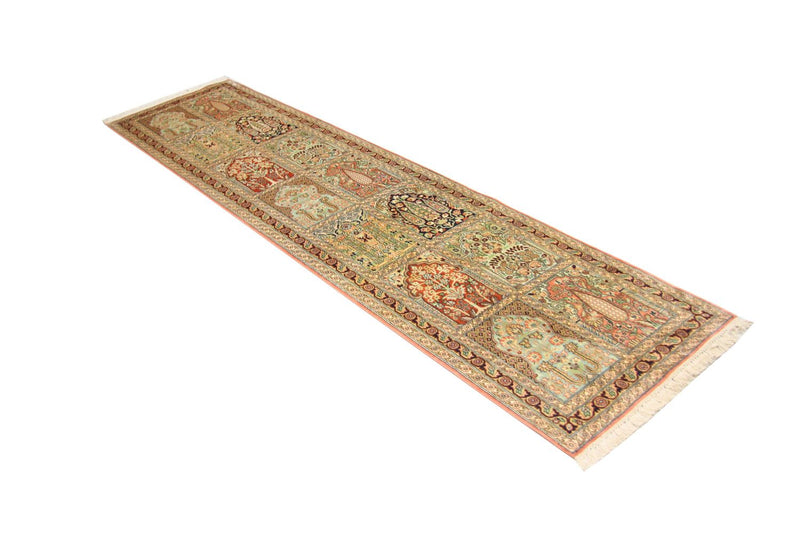 Runner Silk Rug - Kashmir Silk - 307 x 78 cm - multicolored