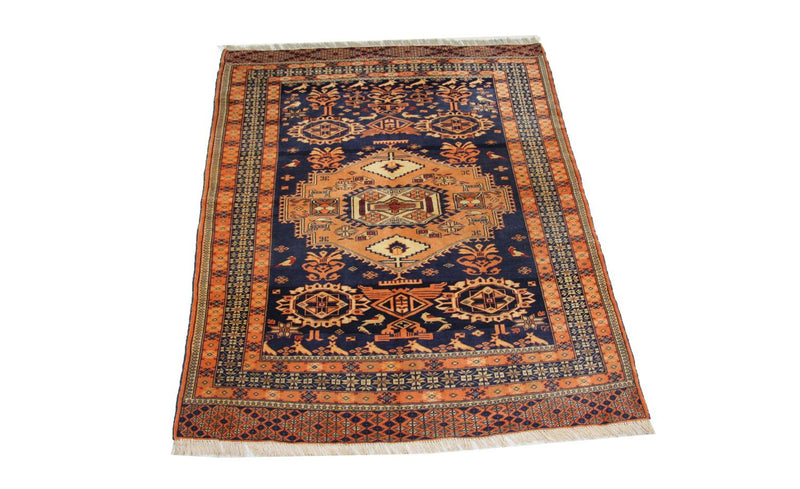 Afghan Rug - 129 x 107 cm - blue