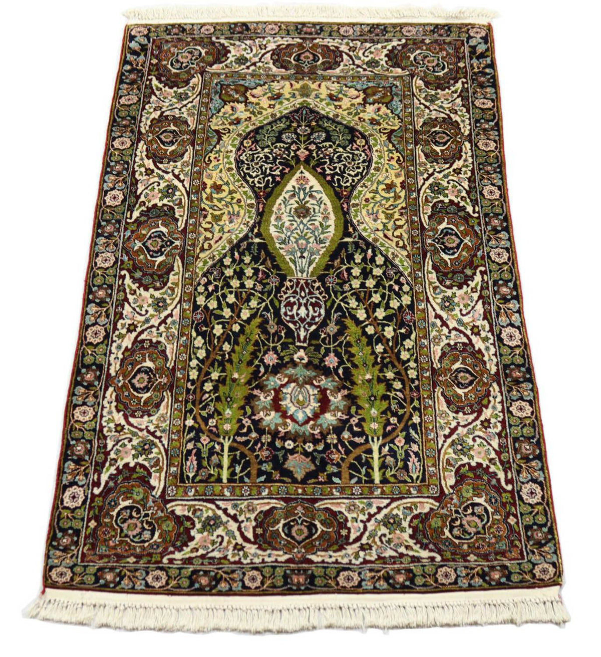 Silk Rug - Kashmir Silk - 152 x 98 cm - black