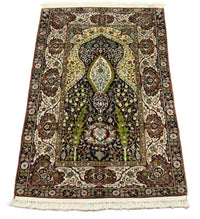 Silk Rug - Kashmir Silk - 152 x 98 cm - black