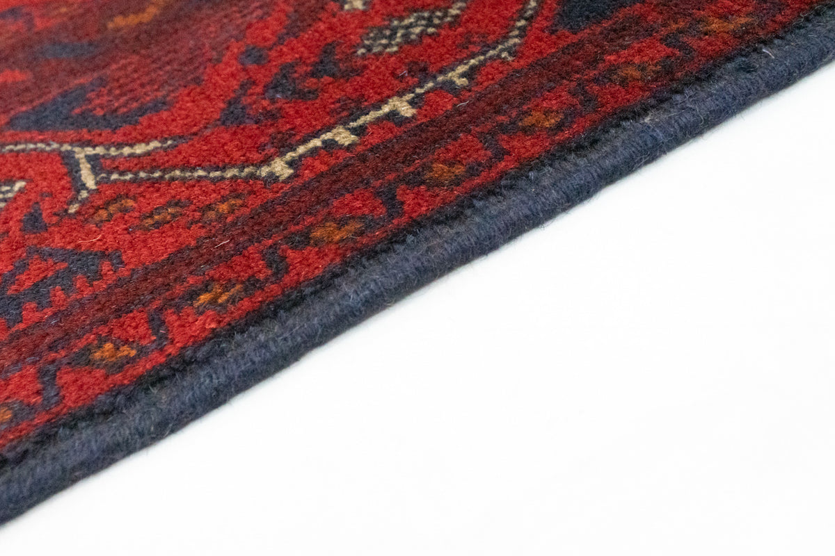 Runner Afghan Rug - Kunduz - 299 x 86 cm - dark red