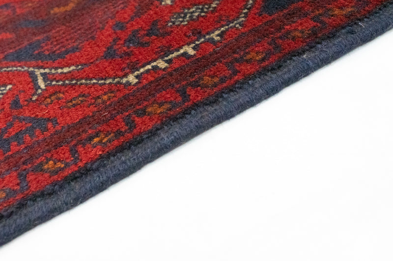 Runner Afghan Rug - Kunduz - 299 x 86 cm - dark red