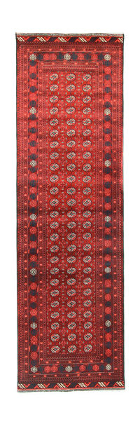 Runner Afghan Rug - Bukhara - 293 x 87 cm - dark red