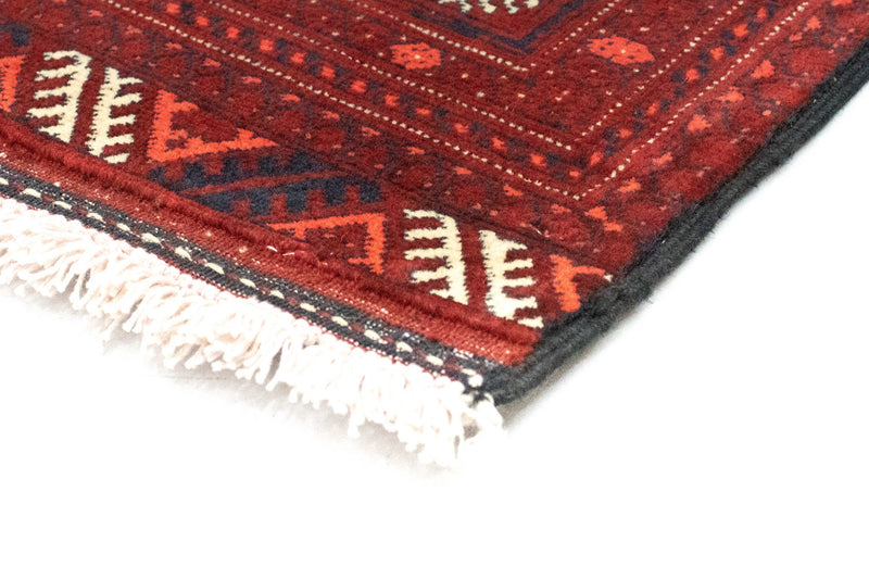 Runner Afghan Rug - Bukhara - 293 x 87 cm - dark red