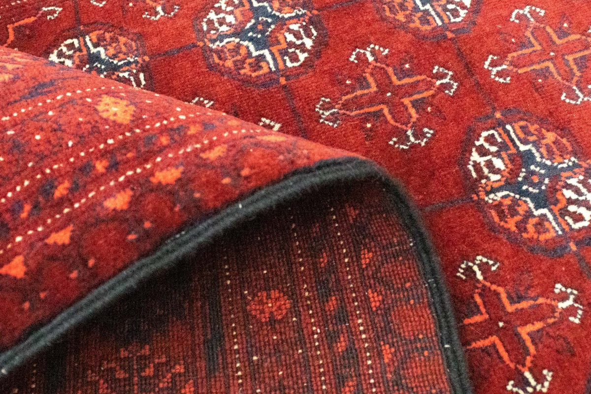 Runner Afghan Rug - Bukhara - 293 x 87 cm - dark red