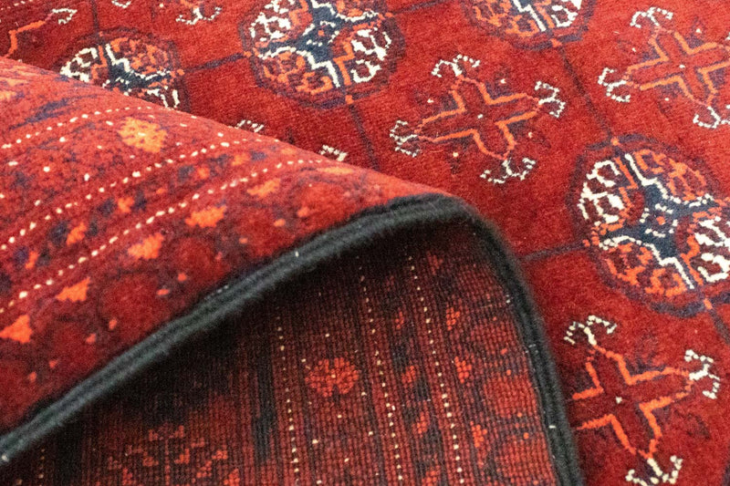 Runner Afghan Rug - Bukhara - 293 x 87 cm - dark red