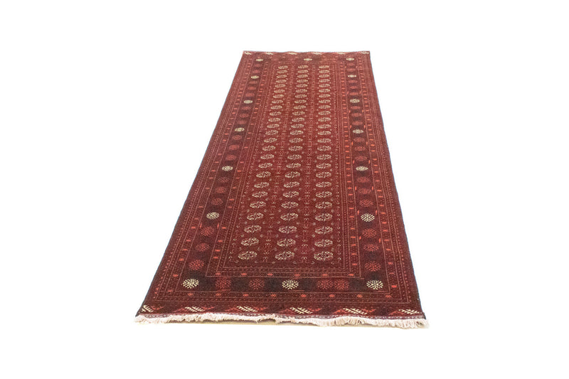 Runner Afghan Rug - Bukhara - 293 x 87 cm - dark red