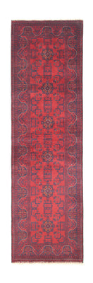Runner Afghan Rug - Kunduz - 287 x 83 cm - dark red