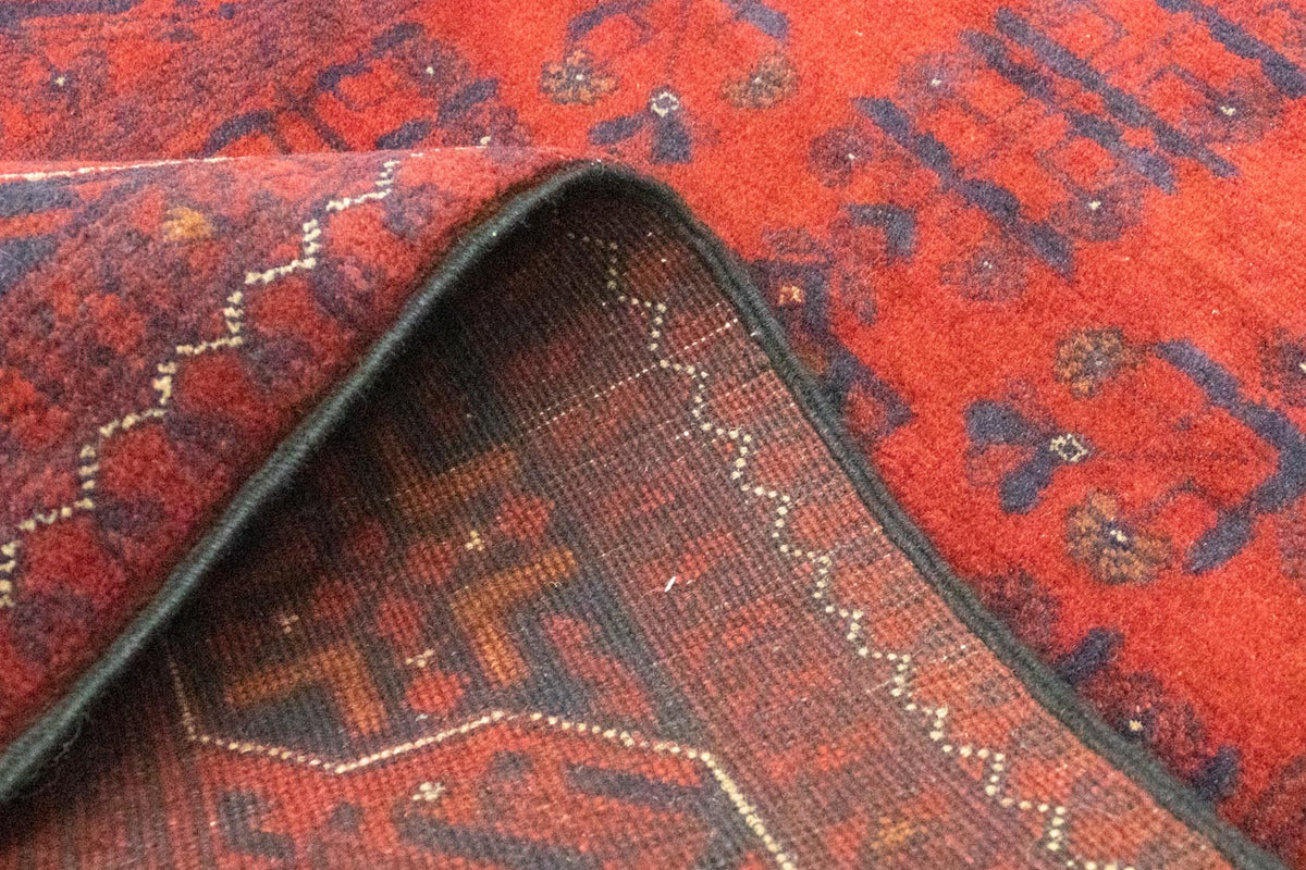 Runner Afghan Rug - Kunduz - 287 x 83 cm - dark red