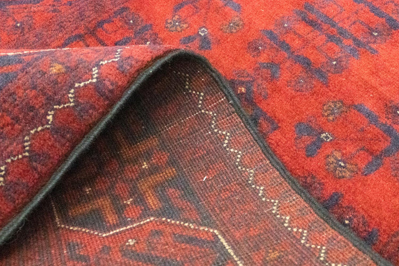 Runner Afghan Rug - Kunduz - 287 x 83 cm - dark red