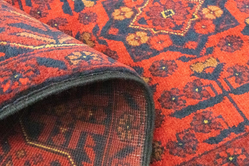 Runner Afghan Rug - Kunduz - 290 x 80 cm - dark red