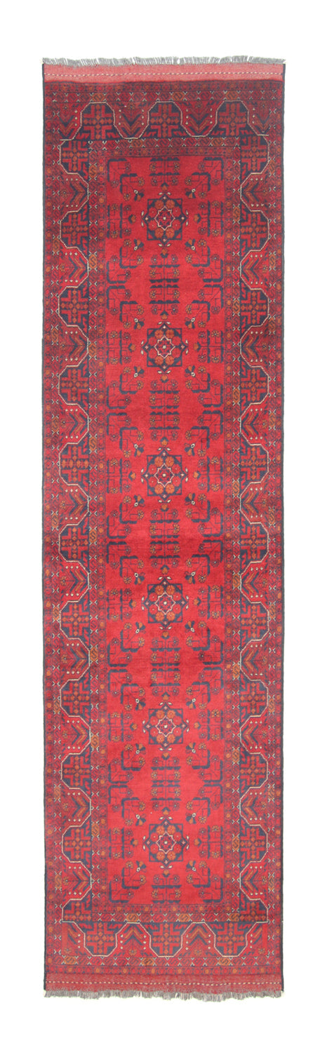 Runner Afghan Rug - Kunduz - 294 x 80 cm - red