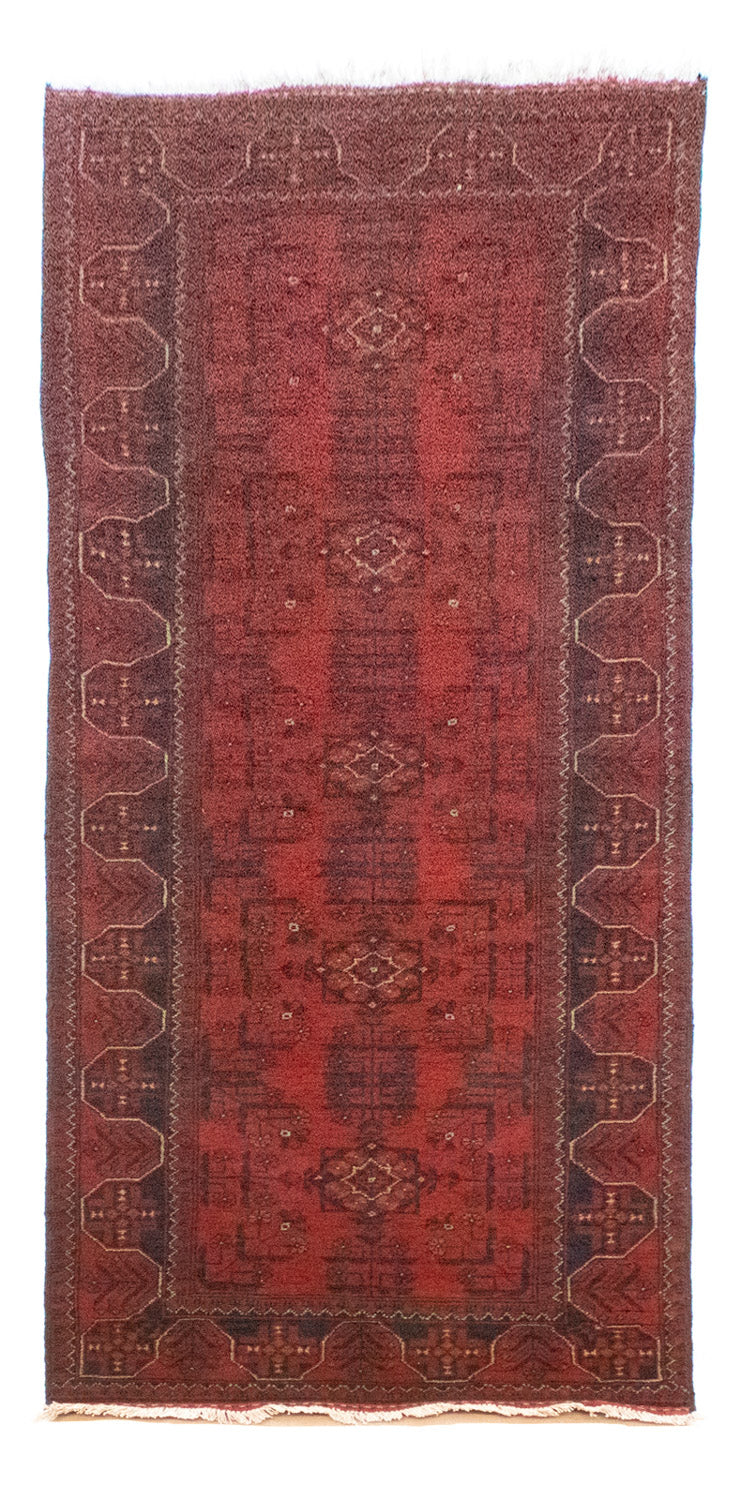 Runner Afghan Rug - Kunduz - 285 x 80 cm - red