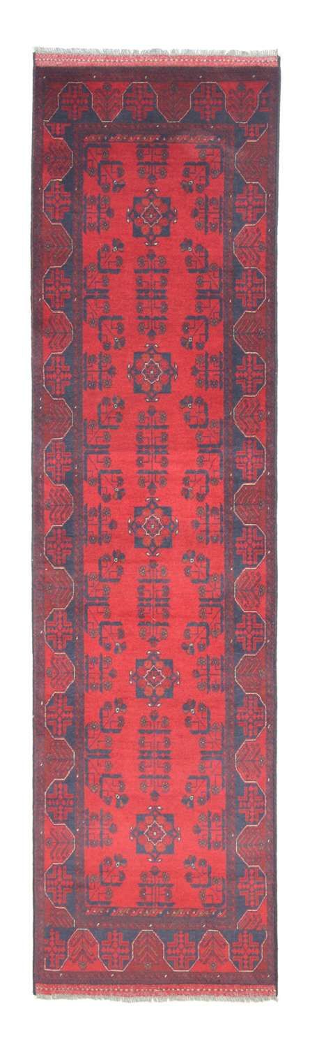Runner Afghan Rug - Kunduz - 289 x 77 cm - red