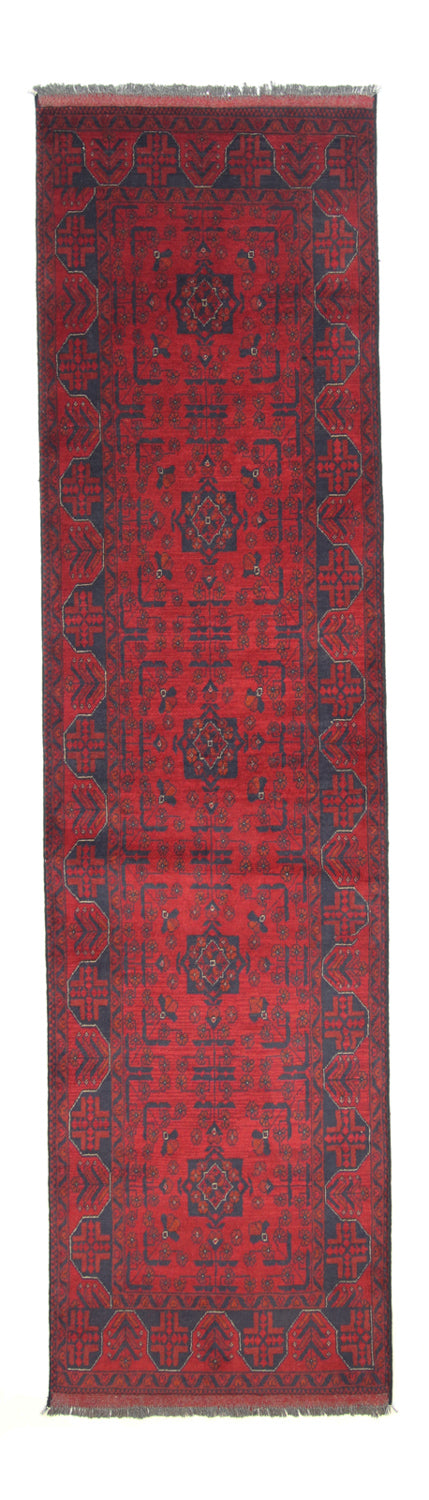 Runner Afghan Rug - Kunduz - 296 x 77 cm - red