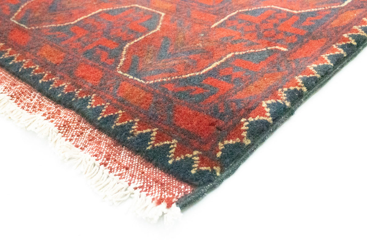 Runner Afghan Rug - Kunduz - 290 x 79 cm - dark red